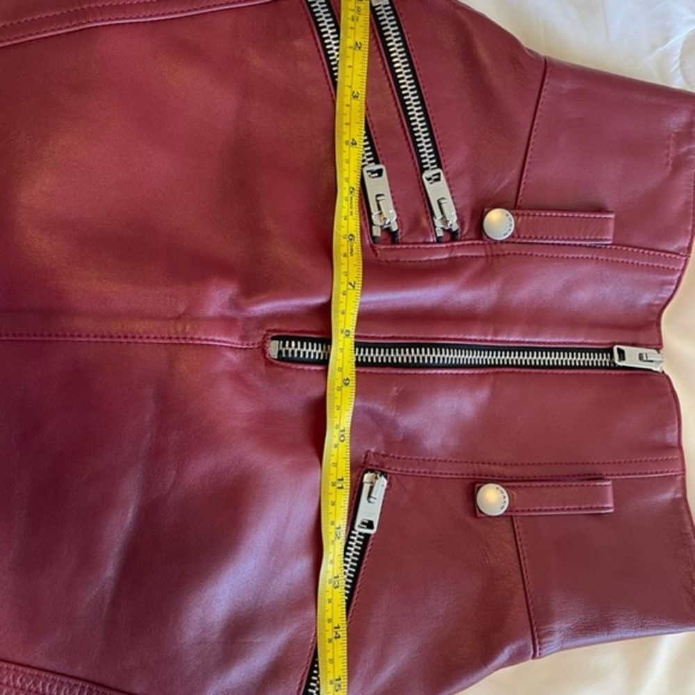 COACH High Waisted Lambskin Moto Skirt - Picture 8 of 11